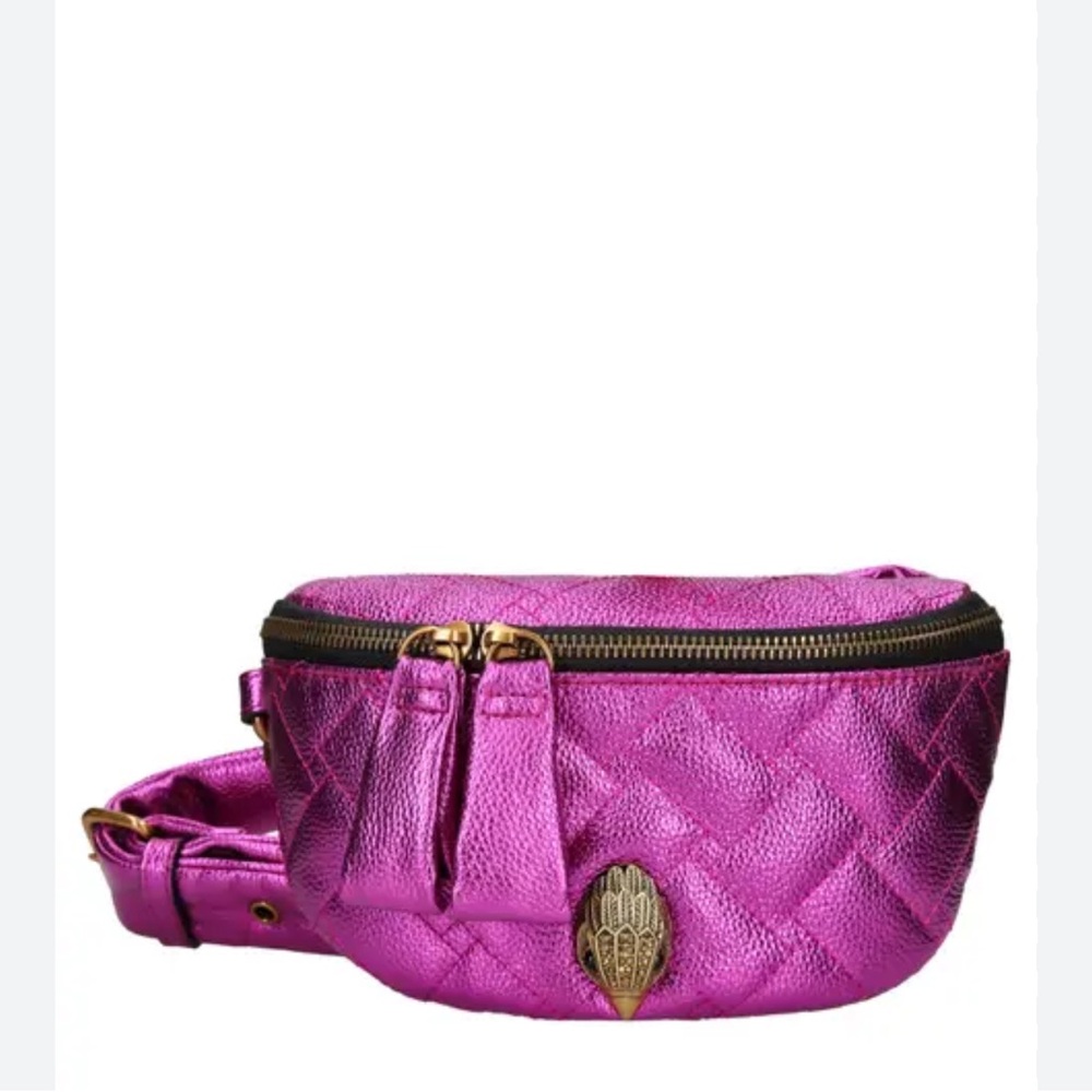 Kurt Geiger Metallic Fuchsia Quilted Crossbody Belt Bag